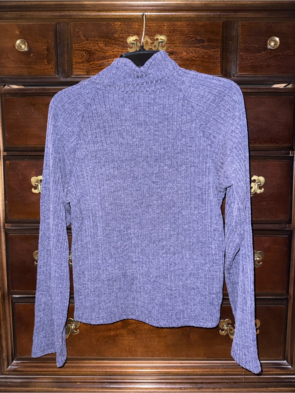 SHEIN Navy/Purple Ribbed Turtleneck Sweater